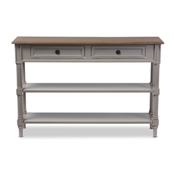 Baxton Studio Edouard French Provincial Style White Wash Distressed Wood and Grey Two-tone 2-drawer Console Table